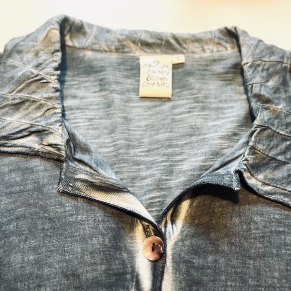 Parsley and Sage Button UpTunic Top Small Oversized 3/4 Sleeve Pocket Hi Low - Picture 5 of 8